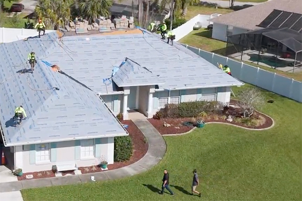 Noland’s Roofing crew installing new underlayment on a Clermont home, showcasing professional service from one of the leading roofing companies in Clermont.